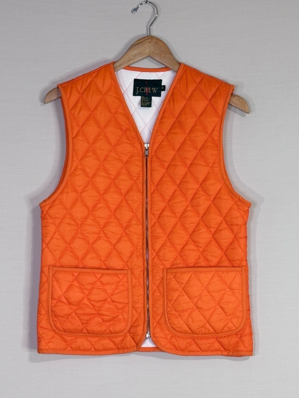J.Crew Orange Quilted Puffer Vest Lightweight Zip Front Layering Piece